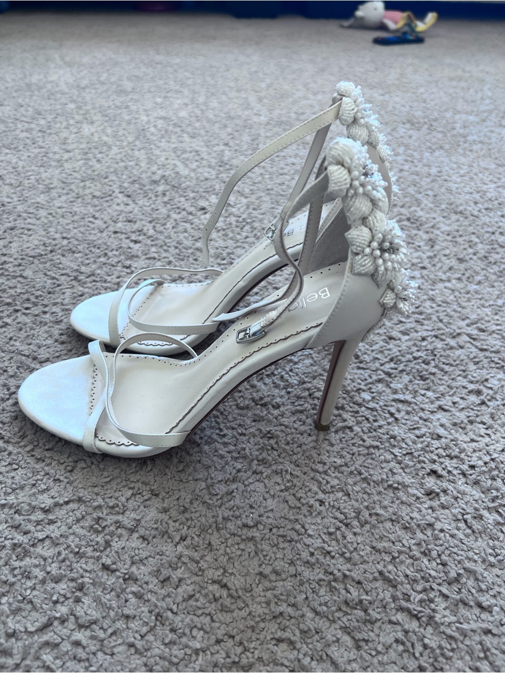 Embellished Cream Floral High Heel Sandals - Picture 3 of 6